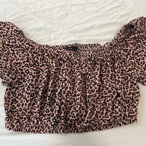 Forever 21 Black and Tan Leopard Print Top Plus Size 2x